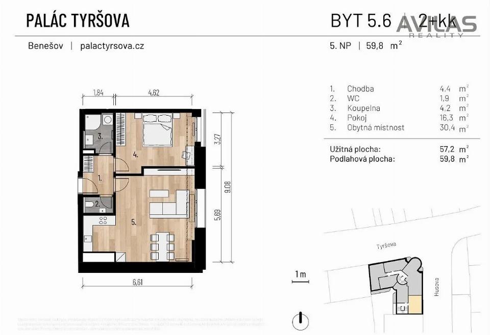 Pronájem bytu 60 m²