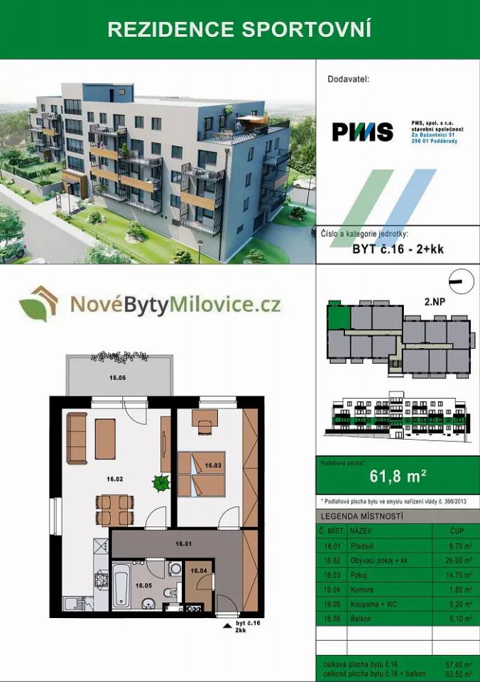 Prodej bytu 57 m²