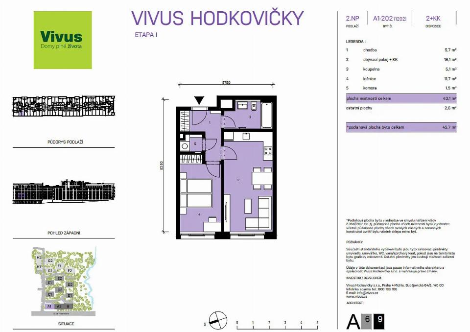 Prodej bytu 46 m²
