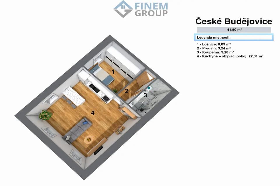 Prodej bytu 41 m²